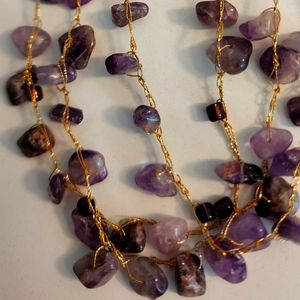 3 strand amethyst beads wire wrapped 9" necklace. New. See pictures.
